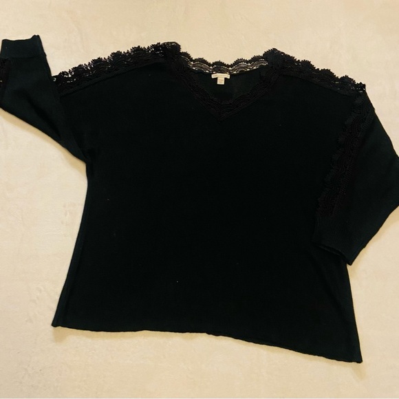 Cato Tops - CATO Black Lace Trim Sweater size 22/24 EUC